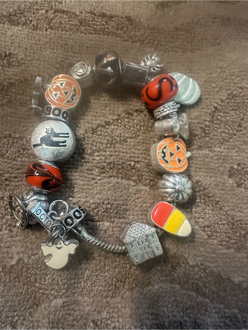 Halloween Charm Bracelet - Orange and Silver